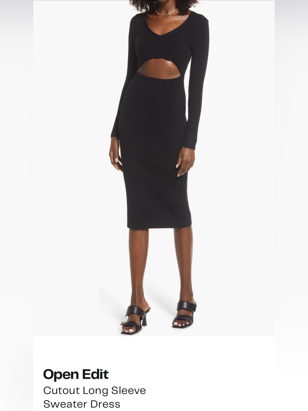 Fitted Black Ribbed Midi Skirt